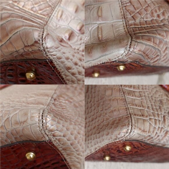 Brahmin Mini Arno Satchel Bag Champagne Gold & Pecan Brown Melbourne - Picture 12 of 15